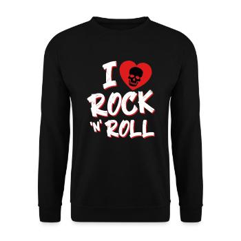 I love Rock and Roll - Unisex Pullover - Schwarz - Vorne - Alina (178cm) & Michal (187cm)