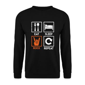 Rocker Saying Eat Sleep Rock Repeat Rock Music - Unisex Sweatshirt - black - Front - Alina (178cm) & Michal (187cm)