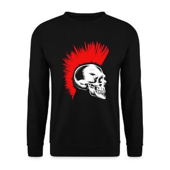 Punker Totenkopf Knochen Irokesen Frisur Rocker - Unisex Pullover - Schwarz - Vorne - Alina (178cm) & Michal (187cm)