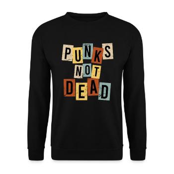 Rockmusik Punk Rock Spruch Punk is not dead - Unisex Pullover - Schwarz - Vorne - Alina (178cm) & Michal (187cm)