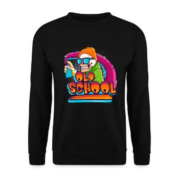 Old School Sprayer Graffiti Skelett Totenkopf - Unisex Pullover - Schwarz - Vorne - Alina (178cm) & Michal (187cm)