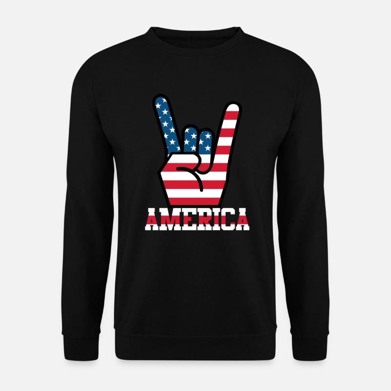 America USA Flagge Fahne Rocker Handzeichen - Unisex Pullover - Schwarz