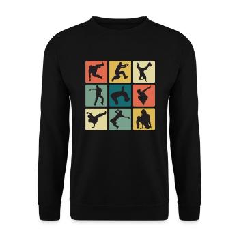 Vintage Breakdance Moves B-Boy Breakdancer - Unisex Sweatshirt - black - Front - Alina (178cm) & Michal (187cm)