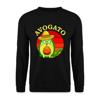 Mexikanische Katze Avogato Retro Avocado - Unisex Pullover - Schwarz - Vorne - Alina (178cm) & Michal (187cm)