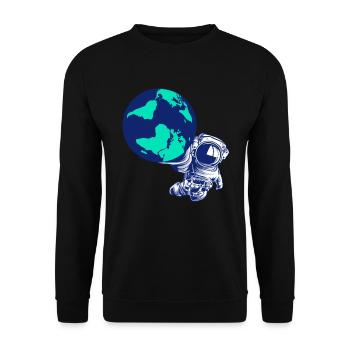 Astronaut Globe Universe Galaxy Solar System - Unisex Sweatshirt - black - Front - Alina (178cm) & Michal (187cm)