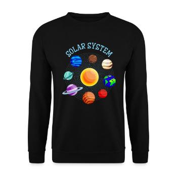 Planets Solar System Sun Earth Mars Astronaut - Unisex Sweatshirt - black - Front - Alina (178cm) & Michal (187cm)