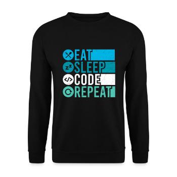 Eat Sleep Code Repeat Programmierer Software - Unisex Pullover - Schwarz - Vorne - Alina (178cm) & Michal (187cm)