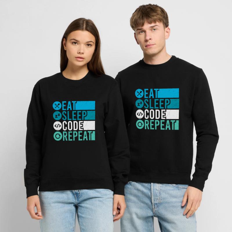 Eat Sleep Code Repeat Programmeur Sweat-shirt Unisexe