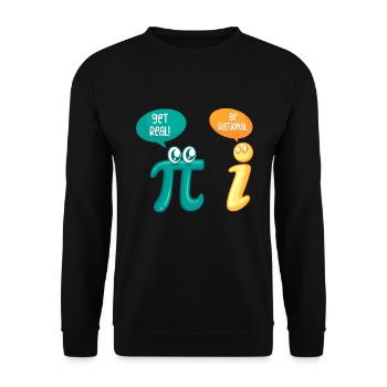 Math Joke Pi Get Real be rational Mathematician - Unisex Sweatshirt - black - Front - Alina (178cm) & Michal (187cm)