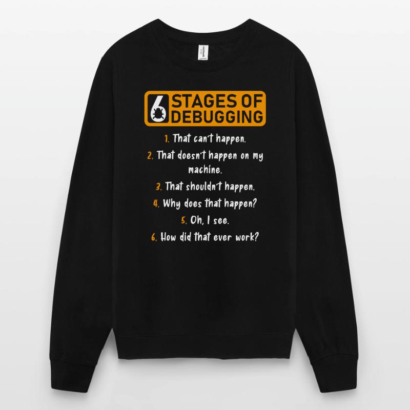 6 Levels of Debugging Software Developer Unisex Sweatshirt