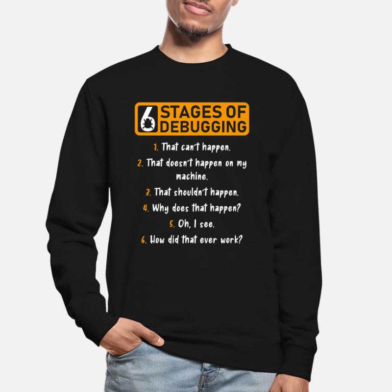 6 Levels of Debugging Software Developer Unisex Sweatshirt