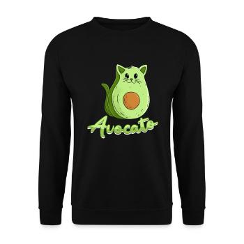Veganer Katze Katzenbesitzer Kater Avocato - Unisex Pullover - Schwarz - Vorne - Alina (178cm) & Michal (187cm)