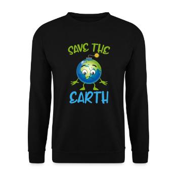 Environment Climate Protection Slogan Save the Earth - Unisex Sweatshirt - black - Front - Alina (178cm) & Michal (187cm)