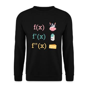 Mathe Spaß Kuh Milch Käse Ableitung - Unisex Pullover - Schwarz - Vorne - Alina (178cm) & Michal (187cm)