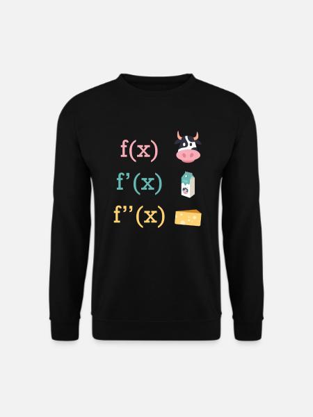Mathe Spaß Kuh Milch Käse Ableitung - Unisex Pullover - Schwarz