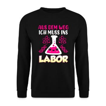 Aus dem Weg ich muss in das Labor Laborant - Unisex Pullover - Schwarz - Vorne - Alina (178cm) & Michal (187cm)