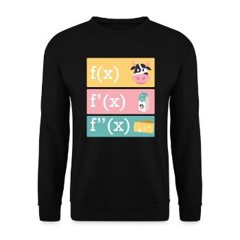 Mathematiker Witz Ableitung der Kuh Milch Käse - Unisex Pullover - Schwarz - Vorne - Alina (178cm) & Michal (187cm)