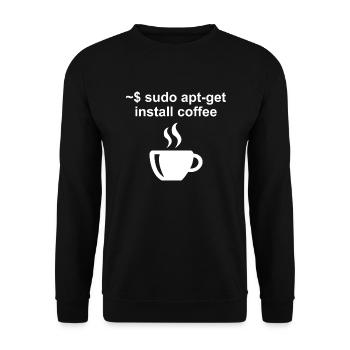 Linux Code Kaffee Kaffeetrinker Büro Geschenk - Unisex Pullover - Schwarz - Vorne - Alina (178cm) & Michal (187cm)