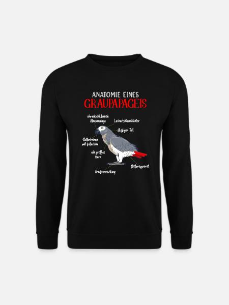 Anatomie eines Graupapageis Vogel Vogelhalter - Unisex Pullover - Schwarz