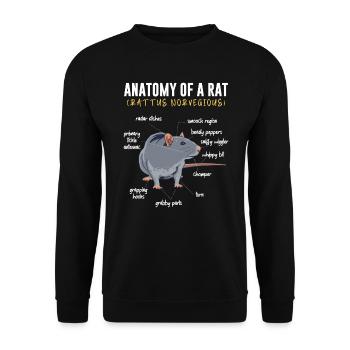 Anatomie d’un rat propriétaire de rats cultivateurs de rats - Sweat-shirt Unisexe - noir - Devant - Alina (178cm) & Michal (187cm)
