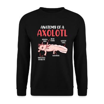 Aquarium Reptiil Lurch Anatomy of an Axolotl - Unisex Sweatshirt - black - Front - Alina (178cm) & Michal (187cm)