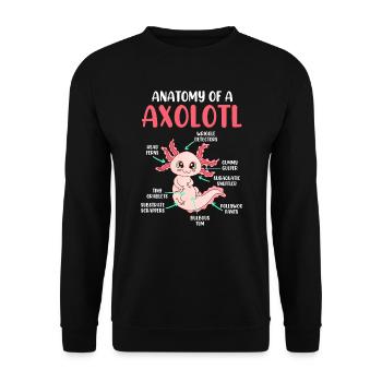 Axolotl Anatomie eines Axolotl - Unisex Pullover - Schwarz - Vorne - Alina (178cm) & Michal (187cm)
