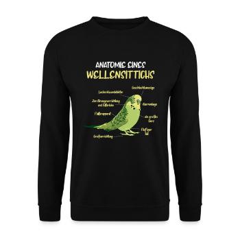 Anatomy of a Budgerigar Bird Parakeet - Unisex Sweatshirt - black - Front - Alina (178cm) & Michal (187cm)