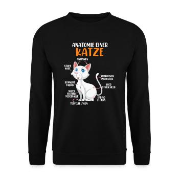 Anatomie einer Katze - Unisex Pullover - Schwarz - Vorne - Alina (178cm) & Michal (187cm)