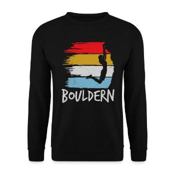 Bouldering Vintage Climbing Hall Boulder - Unisex Sweatshirt - black - Front - Alina (178cm) & Michal (187cm)