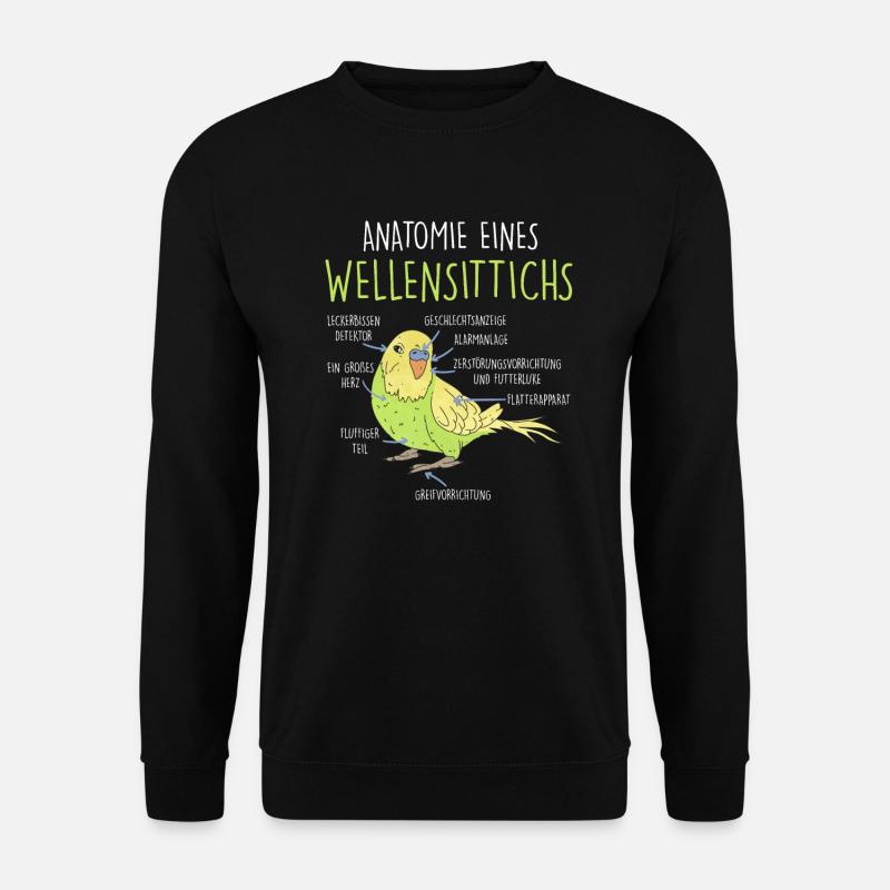 Wellensittich Geschenk Anatomie Wellensittich - Unisex Pullover - Schwarz