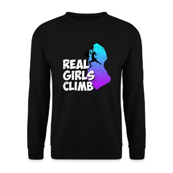 Escalader un rocher en disant que de vraies filles grimpent - Sweat-shirt Unisexe - noir - Devant - Alina (178cm) & Michal (187cm)