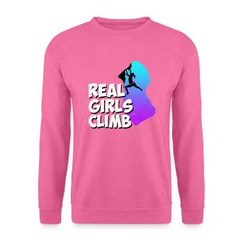 Kletter Boulder Spruch Echte Mädchen klettern - Unisex Pullover - Pink - Vorne