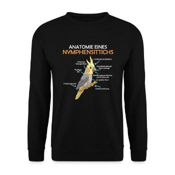 Nymphensittich - Unisex Pullover - Schwarz - Vorne - Alina (178cm) & Michal (187cm)