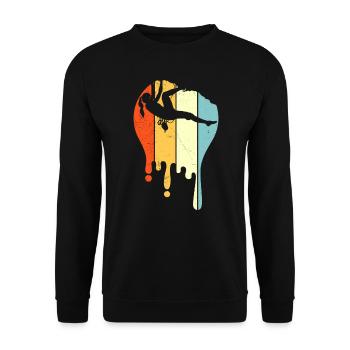 Kletter Frau Retro Kletterin Boulderin Boulder - Unisex Pullover - Schwarz - Vorne - Alina (178cm) & Michal (187cm)