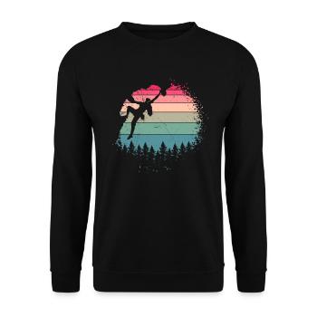 Vintage Felsklettern Kletter Frau Kletterin - Unisex Pullover - Schwarz - Vorne - Alina (178cm) & Michal (187cm)