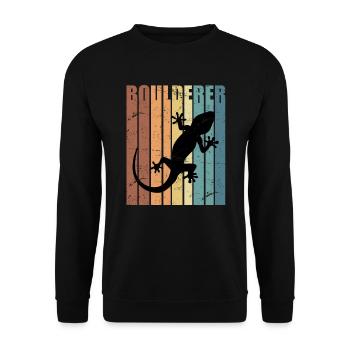 Boulderer Vintage Retro Boulder - Unisex Sweatshirt - black - Front - Alina (178cm) & Michal (187cm)