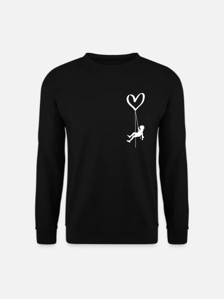 Kletter Herz Bergsteigen Brusttasche Felsklettern - Unisex Pullover - Schwarz
