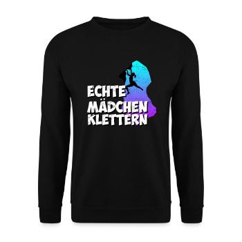 Echte Mädchen Klettern - Unisex Pullover - Schwarz - Vorne - Alina (178cm) & Michal (187cm)