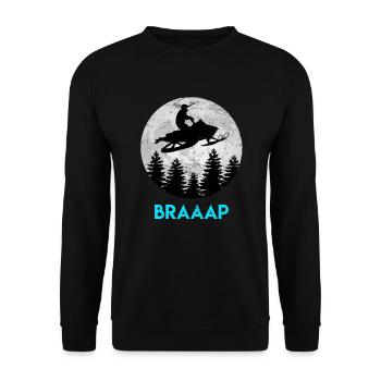 Schneemobil Motorschlitten Vollmond - Unisex Pullover - Schwarz - Vorne - Alina (178cm) & Michal (187cm)