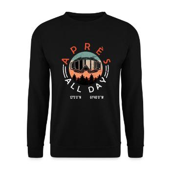 Après-Ski all Day - Unisex Sweatshirt - black - Front - Alina (178cm) & Michal (187cm)