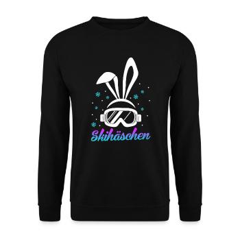 Skihäschen Apres-Ski Frauen Ski Spruch Skibrille - Unisex Pullover - Schwarz - Vorne - Alina (178cm) & Michal (187cm)