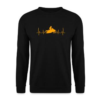 Snowmobil Herzschlag Motorschlitten - Unisex Pullover - Schwarz - Vorne - Alina (178cm) & Michal (187cm)