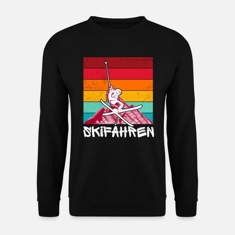 Ski Skifahren Winter Retro Skifahrer - Unisex Pullover - Schwarz