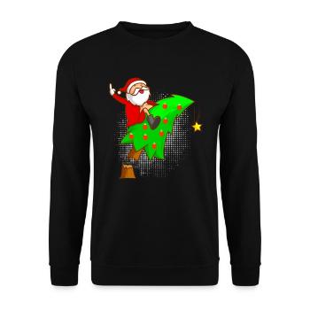 Anti Weihnachten Tannenbaum Nikolaus Mittelfinger - Unisex Pullover - Schwarz - Vorne - Alina (178cm) & Michal (187cm)