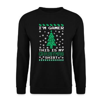 Gamer Christmas Shirt Weihnachten Gaming - Unisex Pullover - Schwarz - Vorne - Alina (178cm) & Michal (187cm)