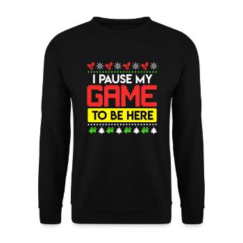 Ugly Christmas Weihnachten Gamer Gaming Spruch - Unisex Pullover - Schwarz - Vorne - Alina (178cm) & Michal (187cm)