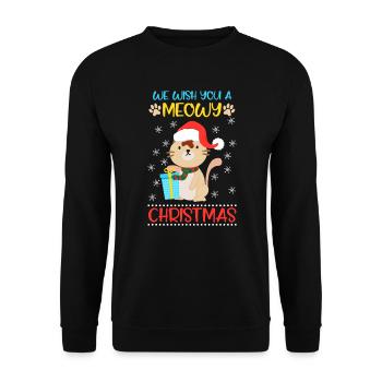 Cats Christmas Meowy Christmas - Unisex Sweatshirt - black - Front - Alina (178cm) & Michal (187cm)