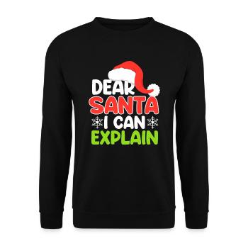 Lustiges Weihnachtsgeschenk Nikolaus Dear Santa - Unisex Pullover - Schwarz - Vorne - Alina (178cm) & Michal (187cm)