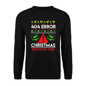 Anti Weihnachten Ugly Christmas 404 Error - Unisex Pullover - Schwarz - Vorne - Alina (178cm) & Michal (187cm)
