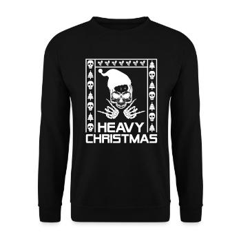 Heavy Metal Christmas Ugly Christmas Rocker - Unisex Pullover - Schwarz - Vorne - Alina (178cm) & Michal (187cm)